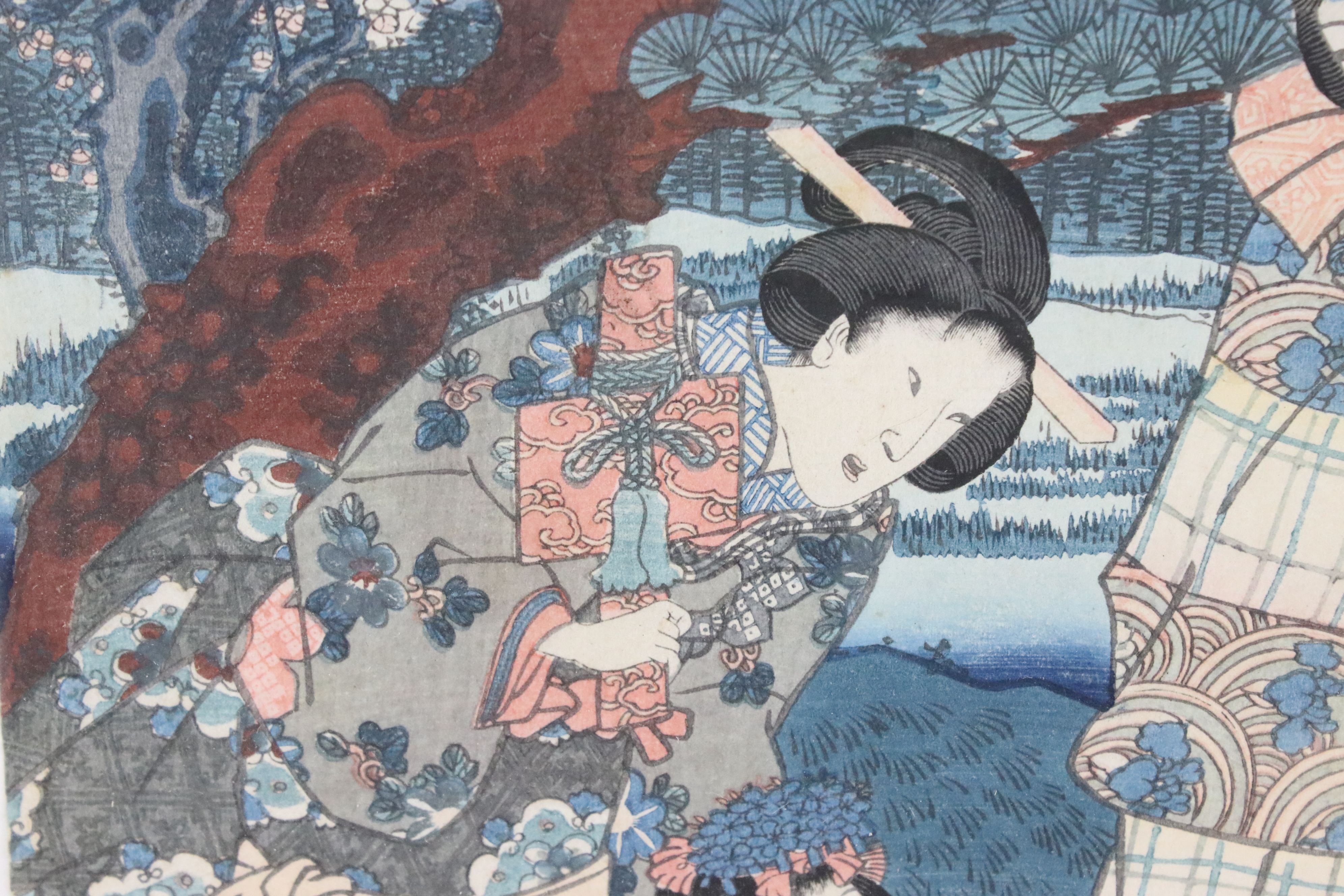Japanese Woodcut Print by Kunisada (1785-1864) signed Toyokuni and published by Yamasho, 37cm x - Image 5 of 9
