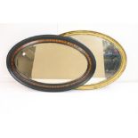 Two Late 19th / Early 20th century Oval Wall Mirrors, largest 84cm long