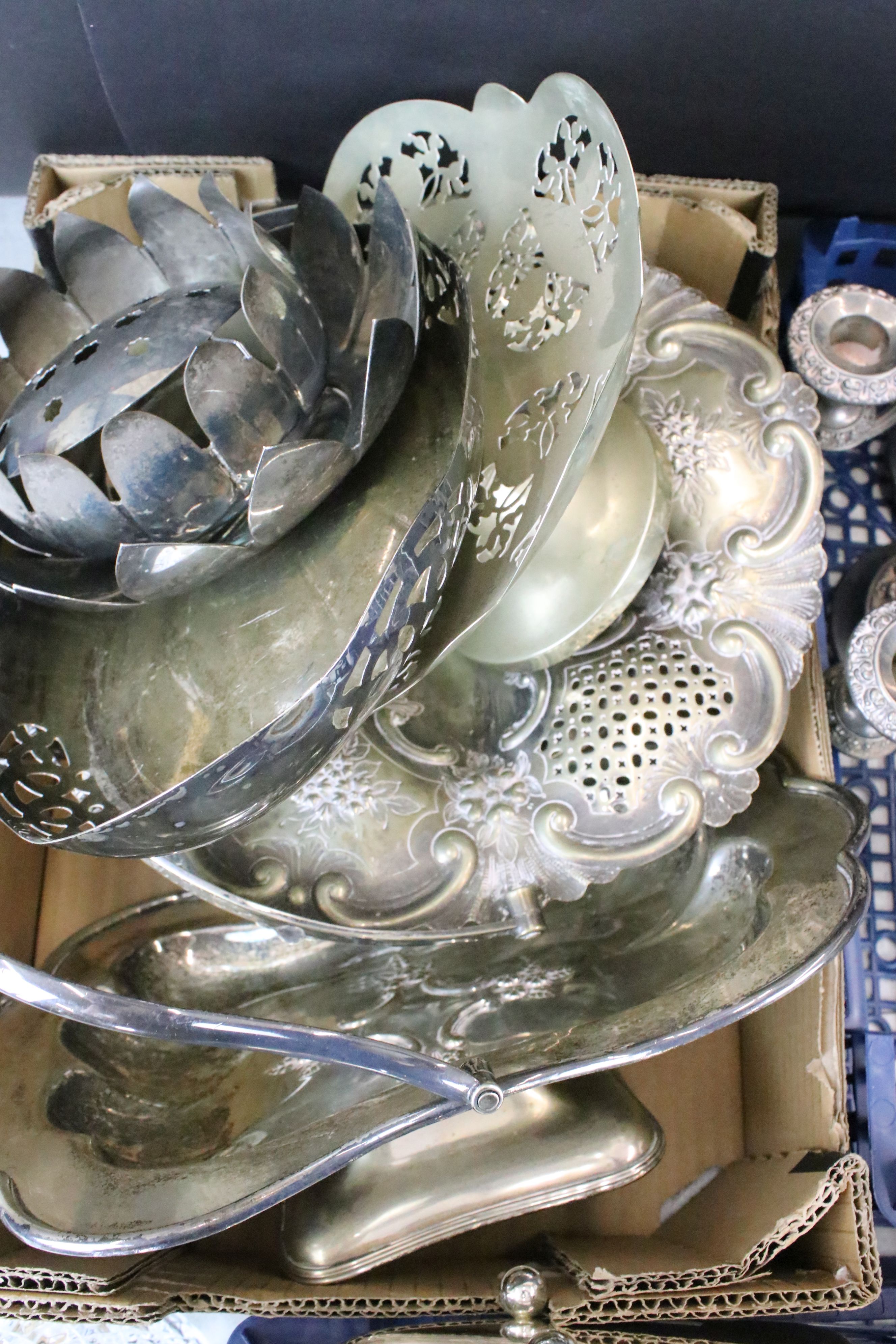 A collection of mixed silver plate to include Tazza, Bottle coasters, trays, jug, bowls....etc. - Image 6 of 6