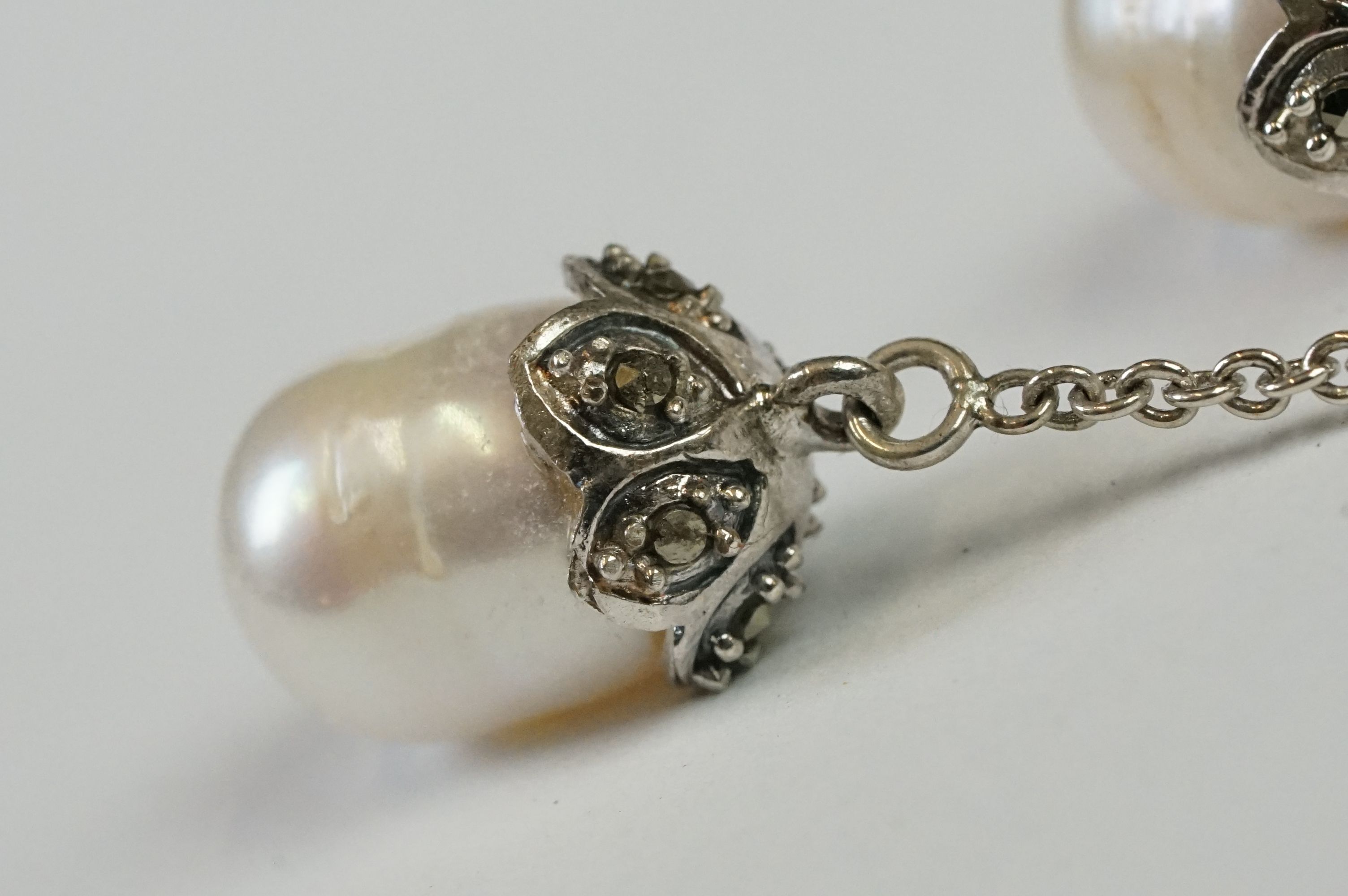 Pair of Silver and Freshwater Pearl Drop Earrings, cased - Image 11 of 12