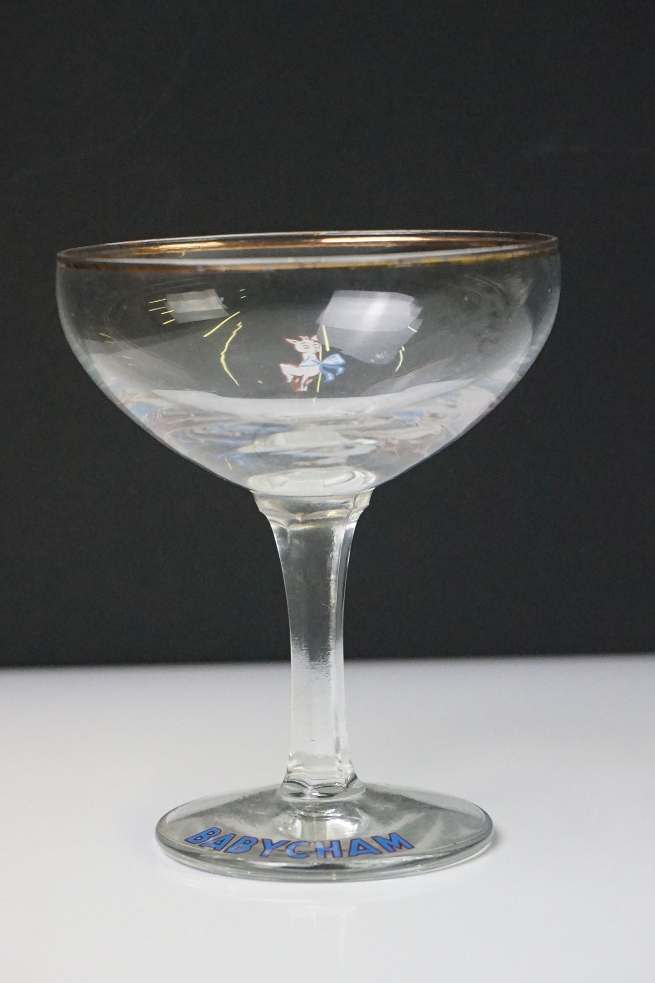 Set of Six Babycham glasses, 10.5cm high, together with two plastic Babycham advertising figures ( - Image 2 of 14