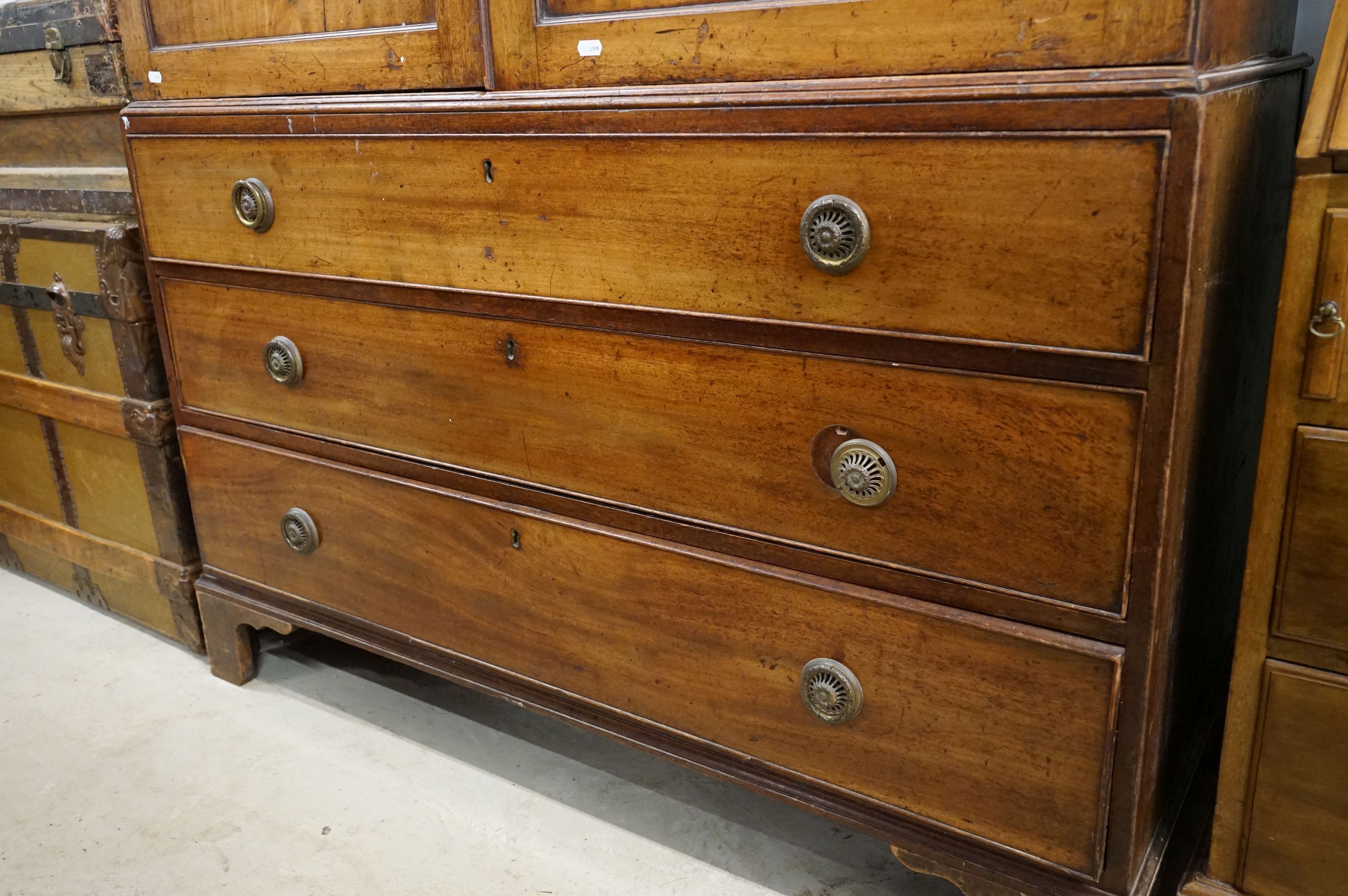 George III Mahogany Linen Press, the upper section later converted to half hanging space and half - Image 12 of 28