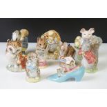 Nine Beswick Beatrix Potter porcelain figures to include Old Mr Brown, Mr Alderman Ptolemy, The