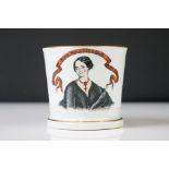 Mid 19th Century Staffordshire Florence Nightingale Mug ' Miss Nightingale, A Soldier Doth