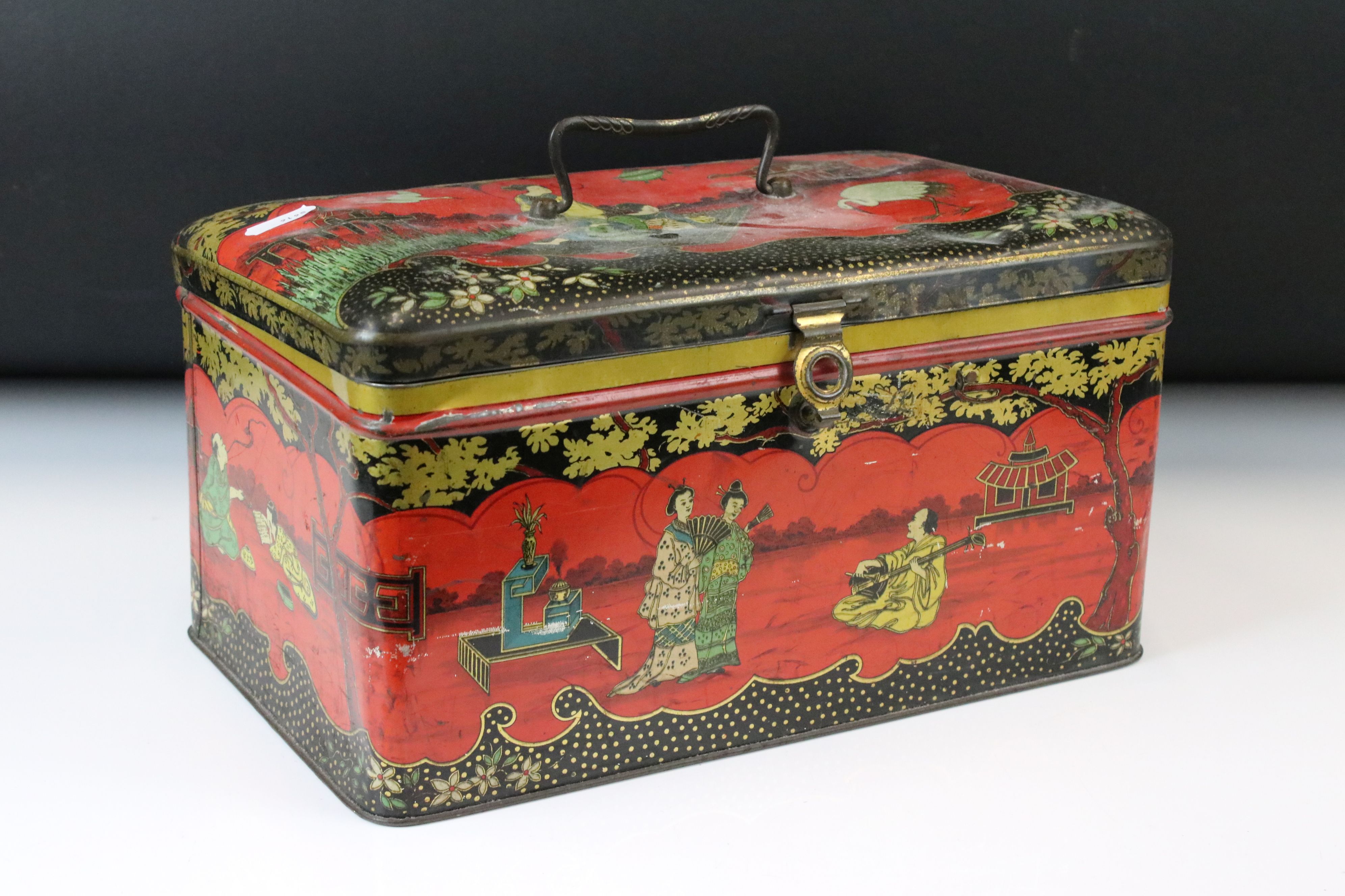 Two Chinese-style Biscuit Tins to include a bombe-shaped example - 31.5cm wide (containing a - Image 6 of 23