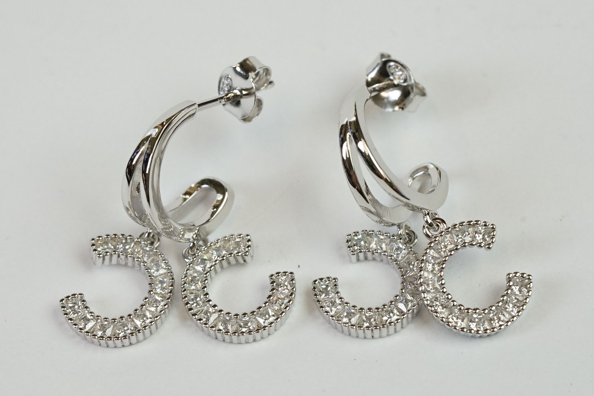 Pair of Silver and CZ designer style Stud Earrings