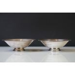 A pair of fully hallmarked sterling silver single footed dishes, maker marker for Aide Bros Ltd,