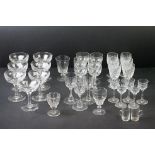 Collection of 19th Century onwards glassware, 32 pieces, to include a set of 7 19th century facet