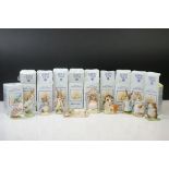 Nine Boxed Royal Albert 'The World of Beatrix Potter' figures to include Mrs Flopsy Bunny, Mrs