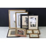 Three Tom Dale Miniature Landscape Watercolours, 8cm x 4cm together with six small pictures and