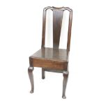 George III Oak Chair with solid splat and seat raised on front cabriole legs, 48cm wide x 100cm high