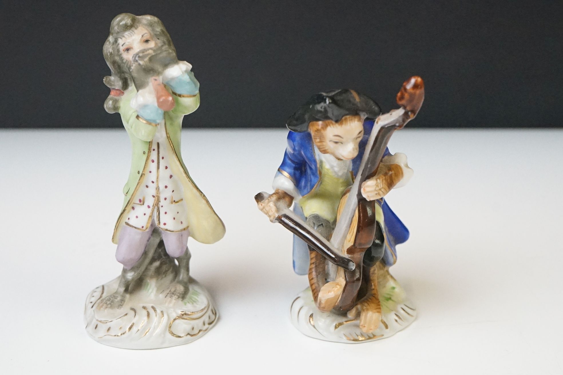 20th Century Sitzendorf Seven Piece Porcelain Monkey band, consisting of a conductor and six - Image 3 of 23