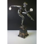 Alexandre-Joseph Derenne for Max Le Verrier, Art Deco Bronze Sculpture of a Dancer titled ' Dance