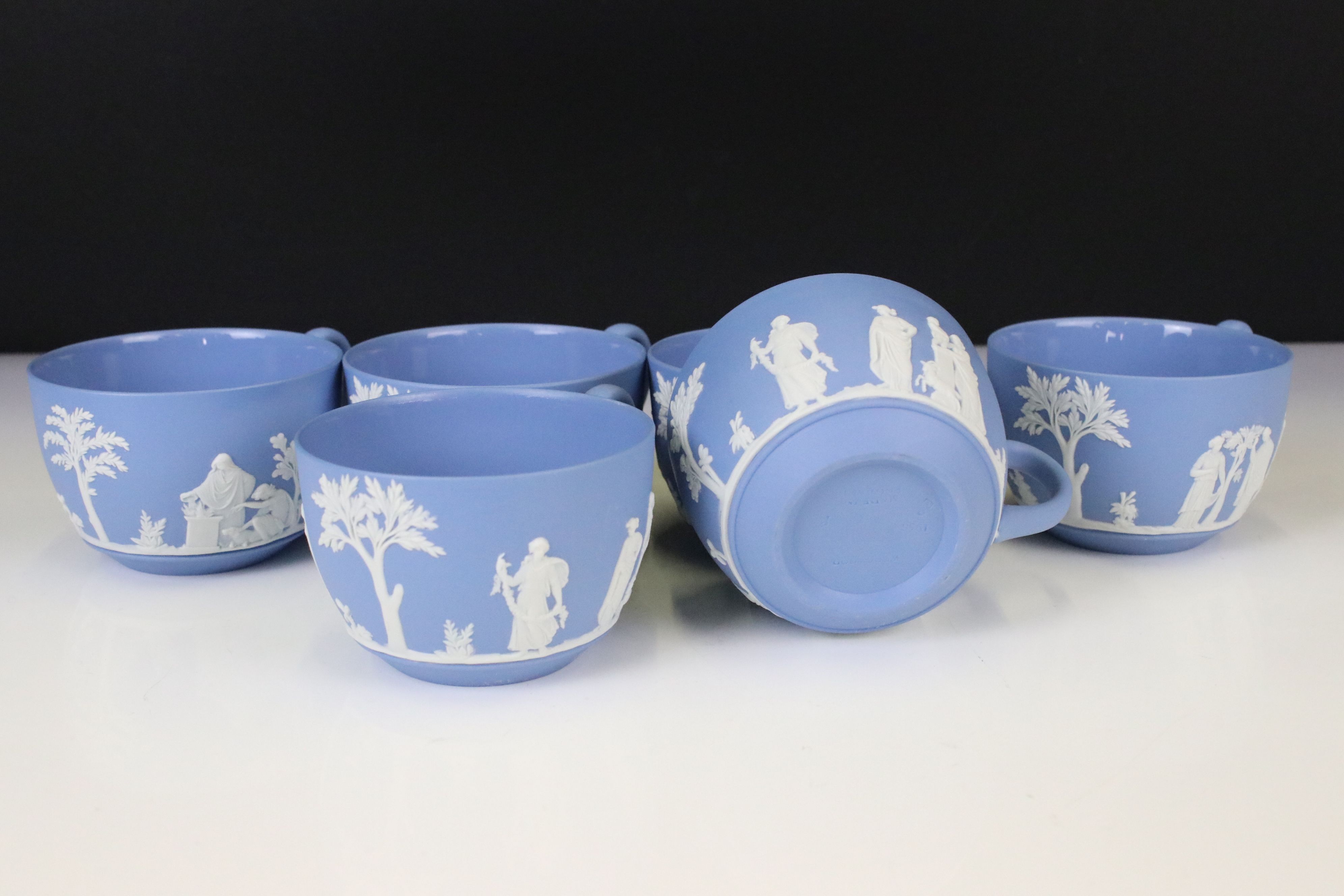 Wedgwood Jasperware Pale Blue Tea Service for 6 to include 2 x teapots & covers, 6 teacups & - Image 12 of 12