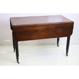 19th century Mahogany Pembroke Table with drawer to end, raised on barley-twist carved legs and