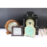 A group of four mid 20th century mantle clocks to include a Smiths example.