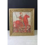 Russian School - Oil on Canvas Portrait of a Noble with sword on horse with slayed figure to