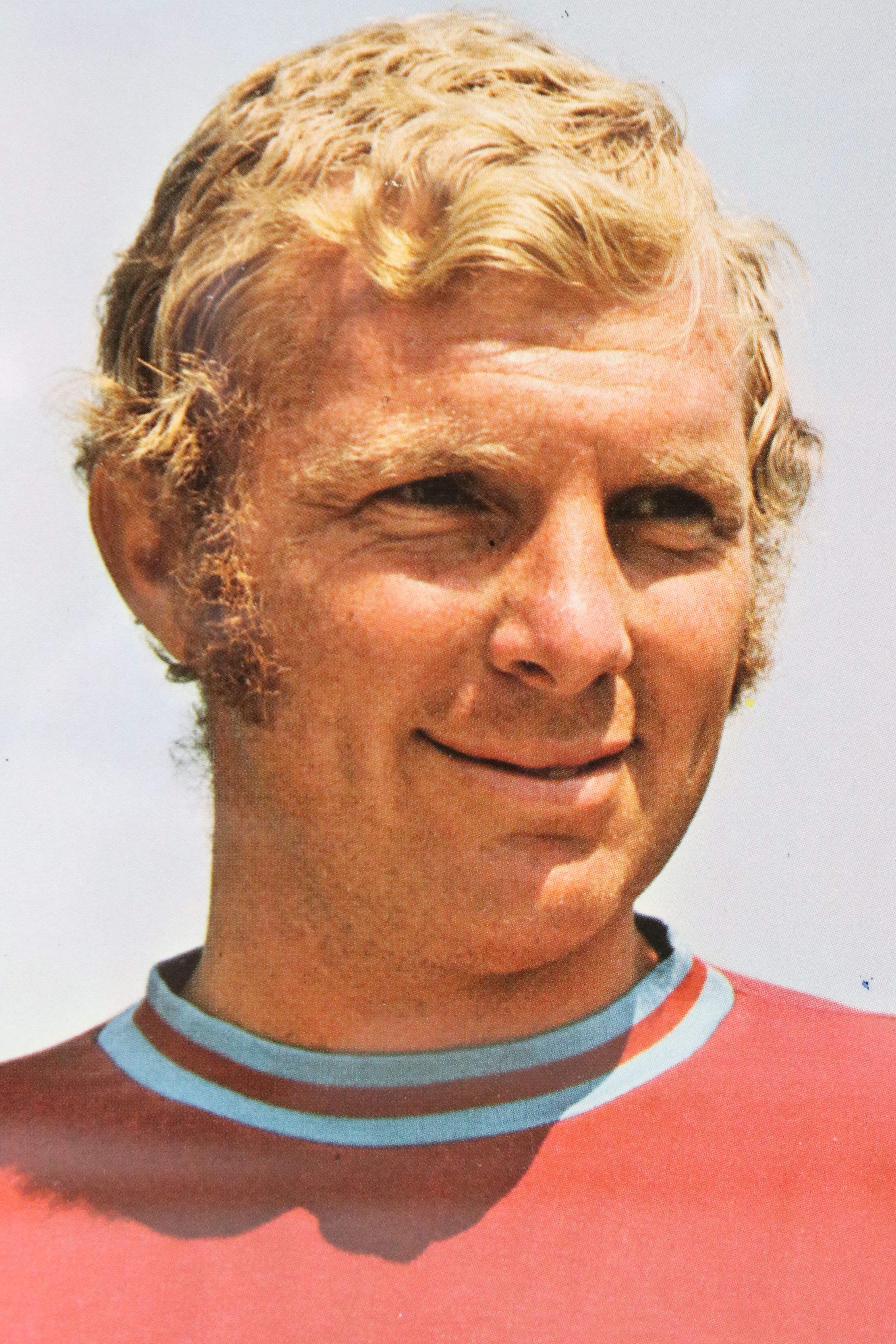 A signed Bobby Moore postcard mounted within a clear framed together with an unsigned example. - Image 3 of 6