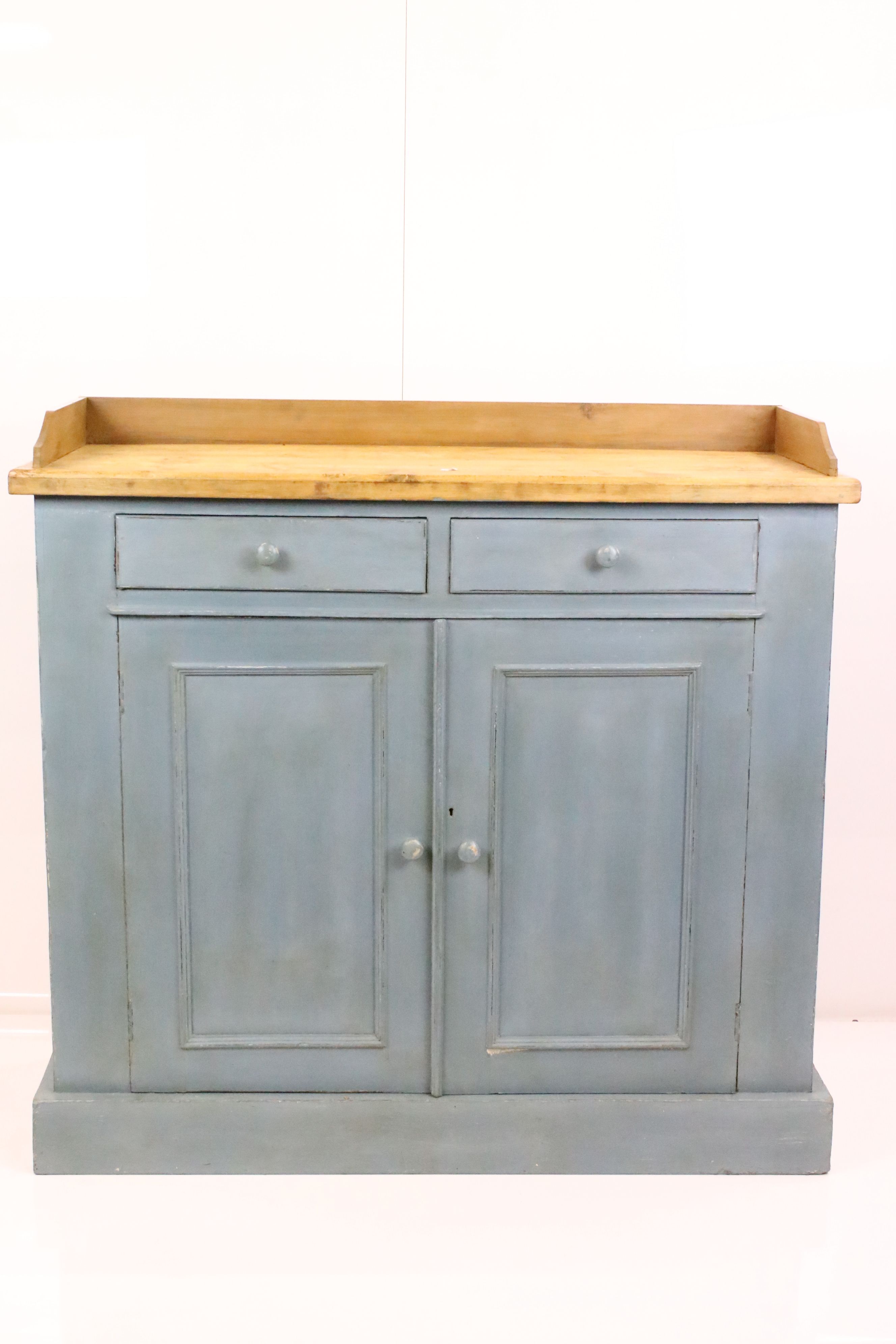 19th century Kitchen Dresser Base with two drawers over two doors, 107cm wide x 42cm deep x 102cm - Image 2 of 6