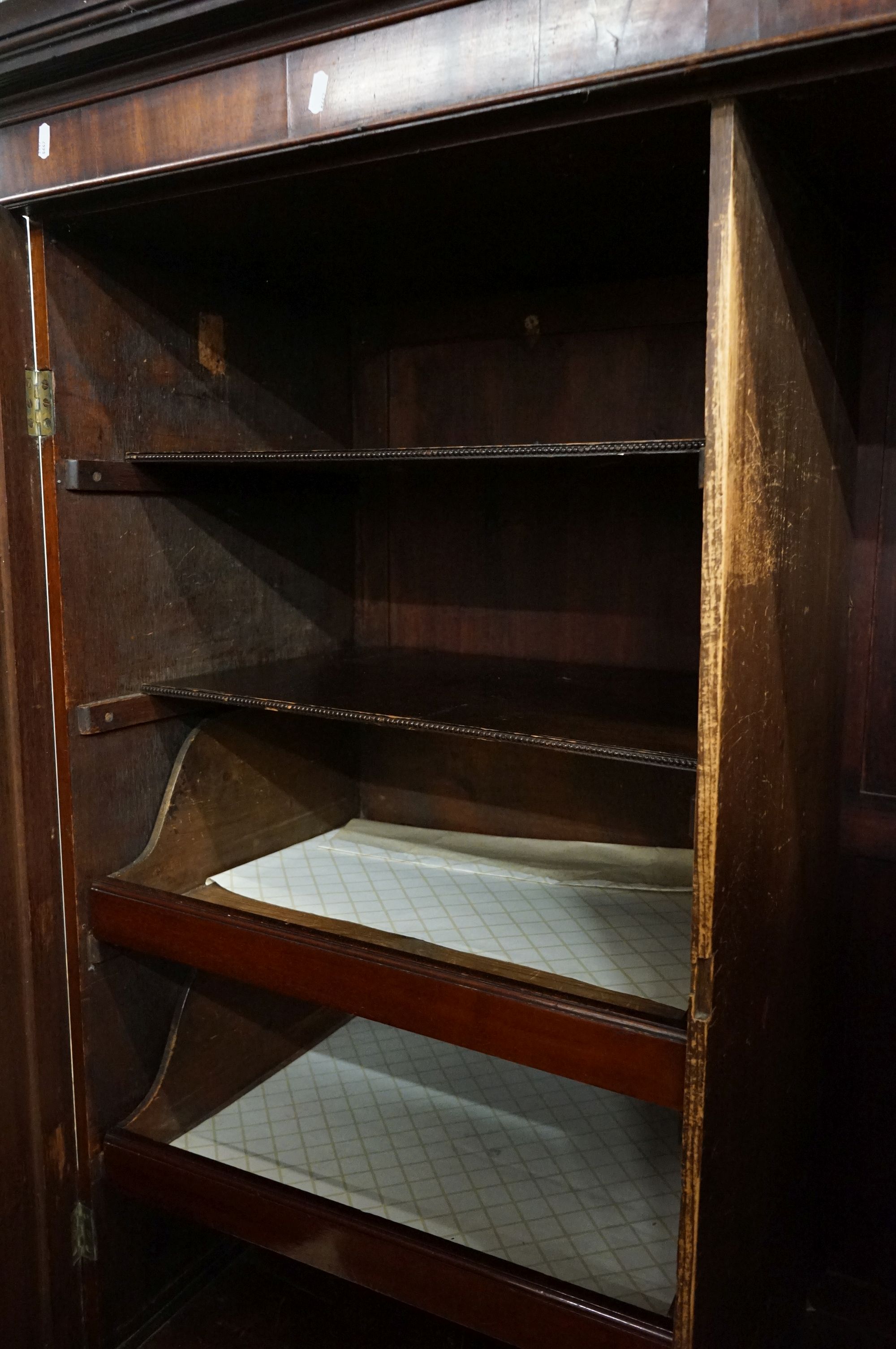 George III Mahogany Linen Press, the upper section later converted to half hanging space and half - Image 9 of 28