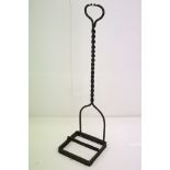 19th century / Early 20th century Wrought Iron Boot Scraper with long twisted handle, 104cm high