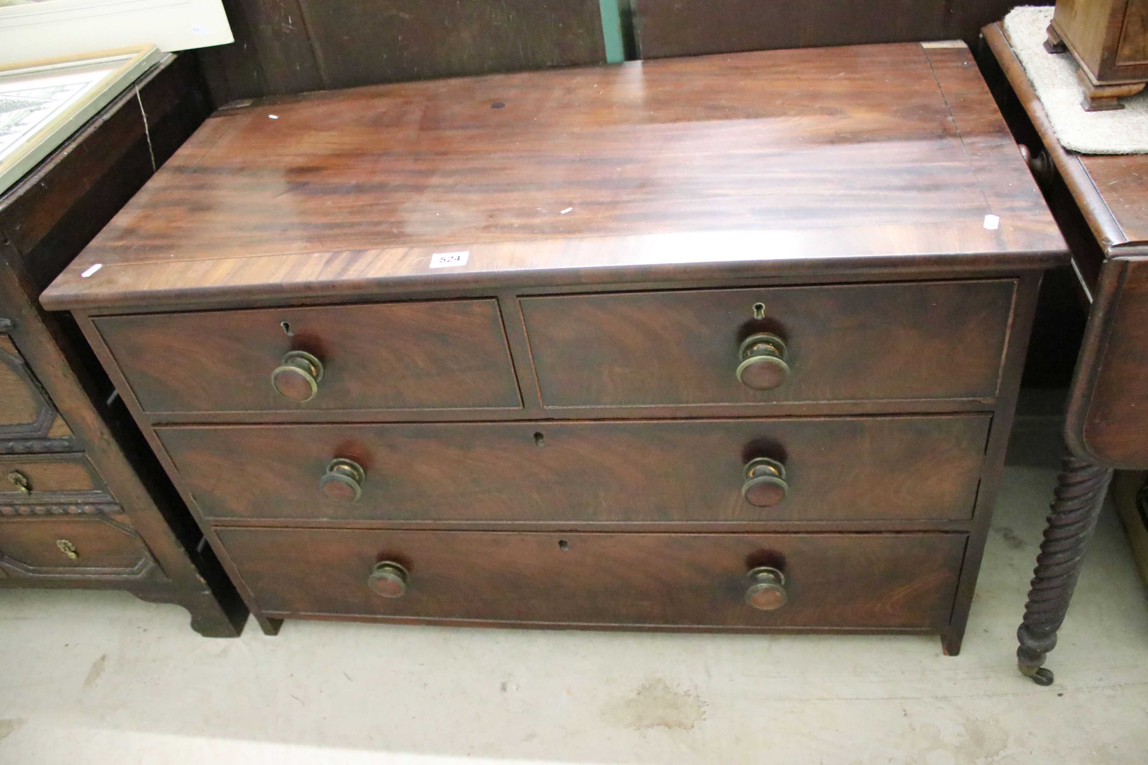Early 19th century Mahogany Chest of Two Short over Two Long Drawers (formerly the upper half of a - Image 2 of 4