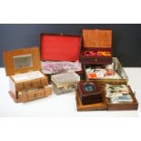 A box of mixed collectables to include costume jewellery, boxes, coins....etc..