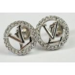 Pair of Silver and CZ Louis Vuitton style Stud Earrings