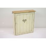 Painted Pine Wall Cupboard with pigeon hole interior, 57cm wide x 62cm high