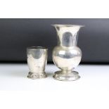 Two Continental .830 silver trophies, one goblet and one vase, both marked .830S with maker marks.