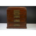 Chinese Hardwood Table Top Cabinet comprising a hinged lid over three drawers, with brass fittings