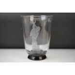 Vicke Lindstrand (1904-1983) for Orrefors - 1930s Clear glass vase with engraved & frosted