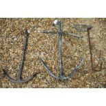 Three Metal Anchors, tallest 80cm