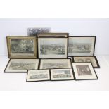 Collection of Eleven Antique Engravings and Prints including Alken Steeplechase, Moreland, ' A Small