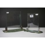 Two Art Deco Photograph Frames both with chrome and mirrored bases, one curved, largest 23cm high