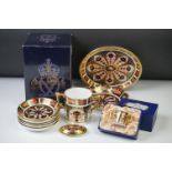 Royal Crown Derby Imari pattern ceramics, 11 pieces, to include 6 x circular pin dishes (10.5cm