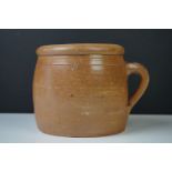 French Salt Glazed Stoneware Comfit Jar with a single loop handle, 14.5cm high