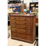 Large Victorian Mahogany Chest of Two Short over Four Long Drawers raised on a plinth base, 120cm