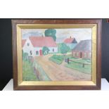 H Lundstrom (Swedish), Mid 20th century Oil on Canvas of a Rural Homestead, signed, 40.5cm x 53.5cm