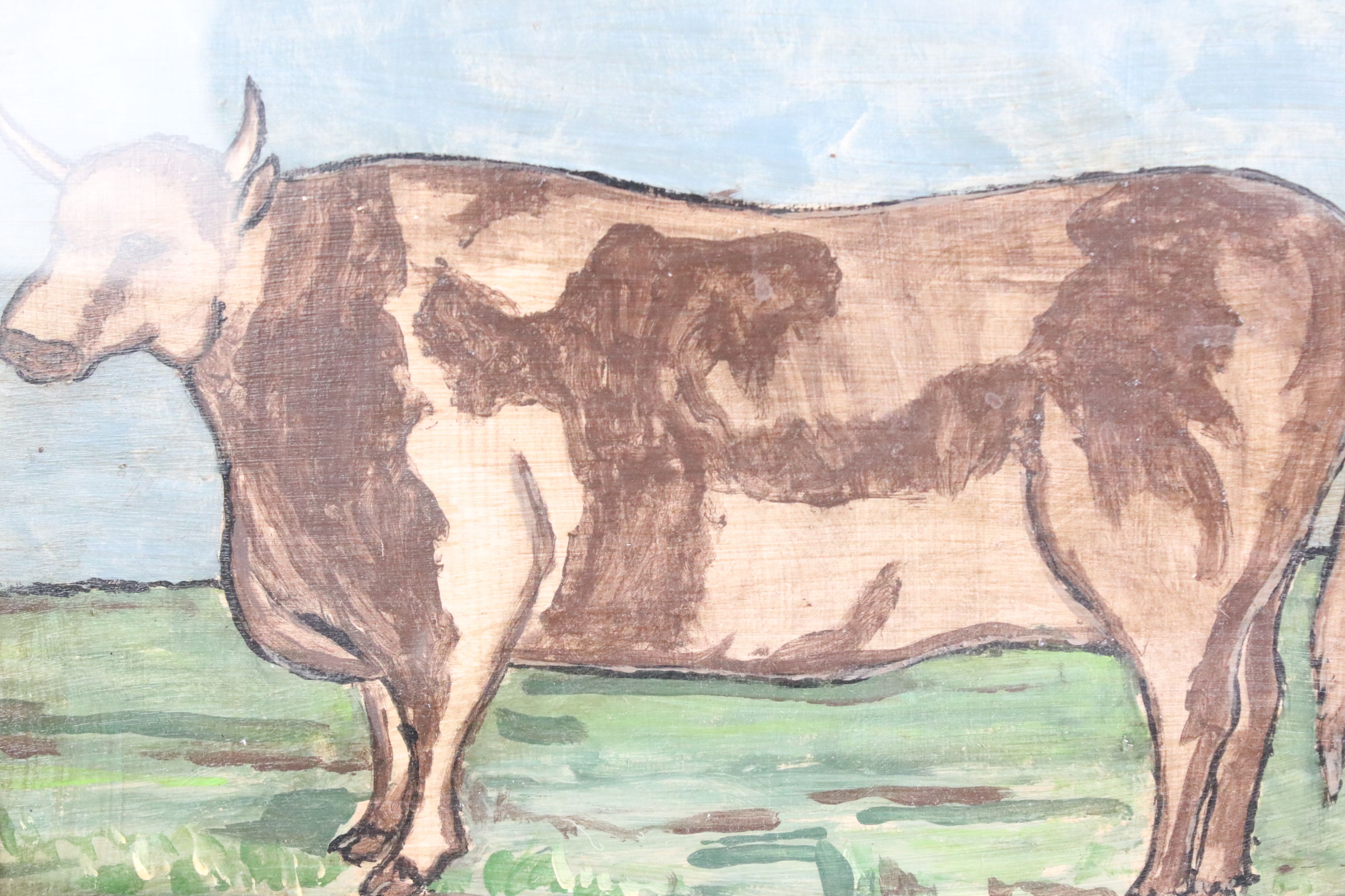 Oil Painting of a Prize Bull, 22cm x 29cm, framed and glazed - Image 2 of 5