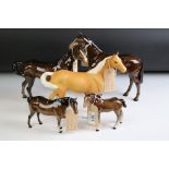 Five Beswick horse figures to include a Palomino matt swish-tail horse (1182), ' The Winner '