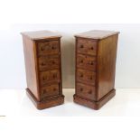 Pair of William IV Mahogany Bedside Chests, each of the four drawers with twin knob handles,