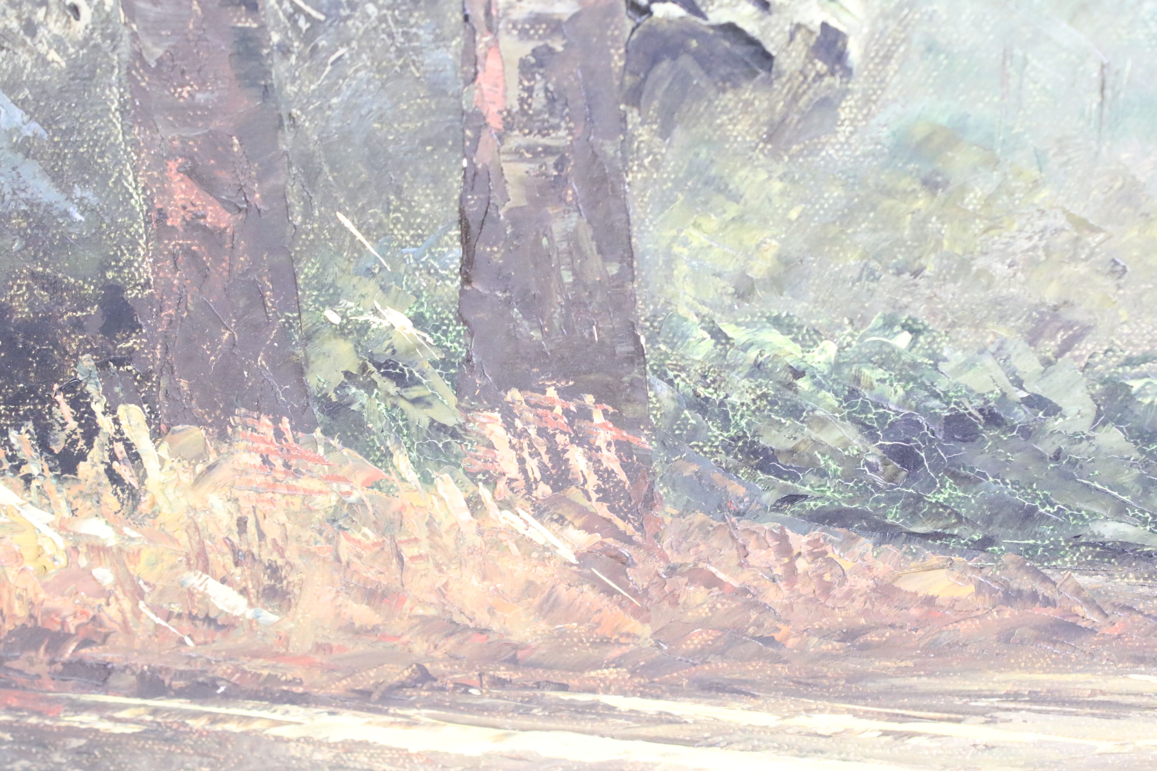 Rachel Long (20th century) Oil on Canvas of a Path through Woodland, signed, 50cm x 40cm - Image 4 of 7