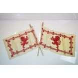 Vintage Pair of Scottish Royal Standard Flags (measure approx 82cm x 42cm - excluding poles)