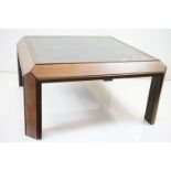 G-Plan Square Teak Coffee Table with marble effect top, 74cm long x 40cm high