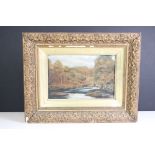 Late 19th / Early 20th century Oil on Canvas of Landscape River Scene, 19cm x 29cm, gilt framed