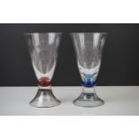 Two Whitefriars 1937 Coronation Commemorative Glass Goblets, one commemorating the proposed