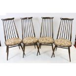 Set of Four Ercol ' Goldsmith ' Dining Chairs with the original Ercol seat pads