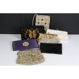 A collection of modern and vintage ladies clutch / hand bags.