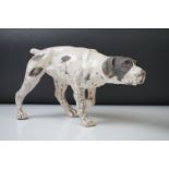 Keza Rudge Studio Pottery model of a Pointer gun dog, front leg raised, signed to underside,